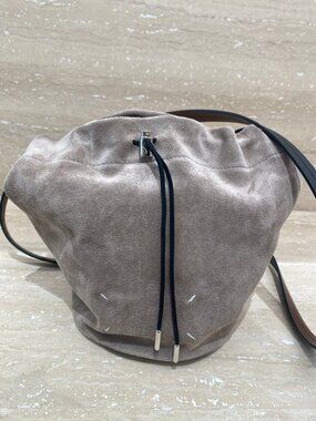 Maison Margiela vintage khaki suede drawstring bucket bag